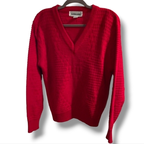 EXPRESSIONS Red V-Neck Sweater - Picture 1 of 5